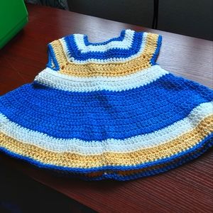 White, yellow and blue toddler dress, ready for Easter.  Size 1-2.